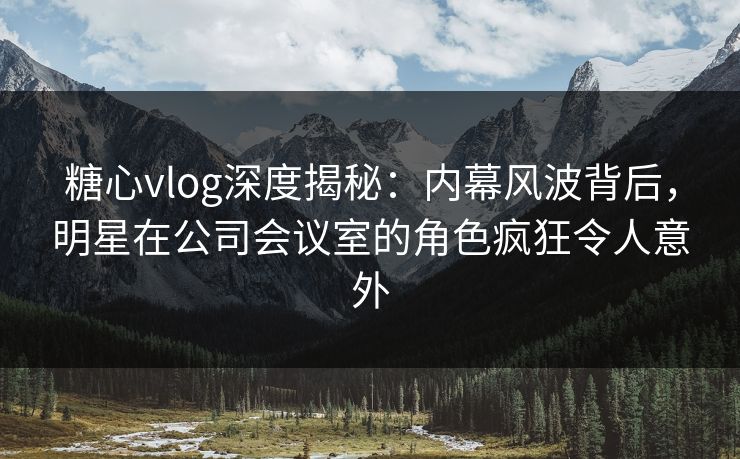 糖心vlog深度揭秘：内幕风波背后，明星在公司会议室的角色疯狂令人意外